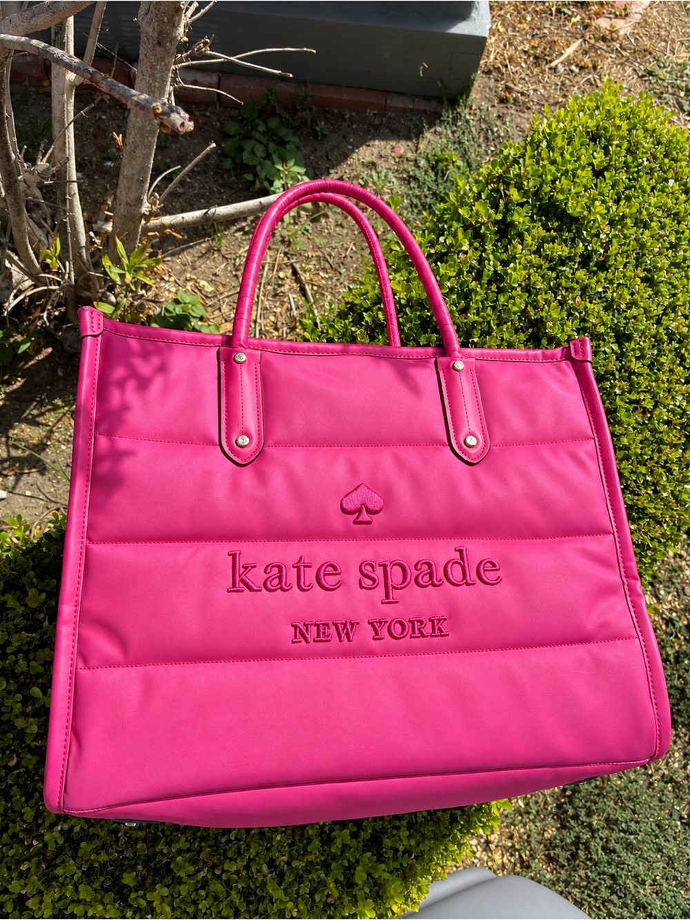 kate spade Bright Pink Quilted Logo Tote